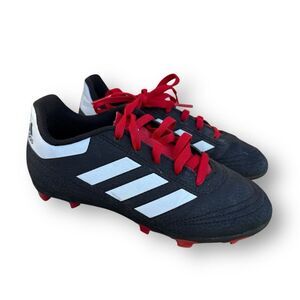 Adidas Cleats Black White Red Laces Athletic Kids size 13.5